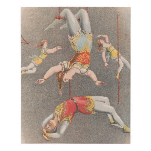 Male And Female Trapeze Performers Faux Canvas Print
