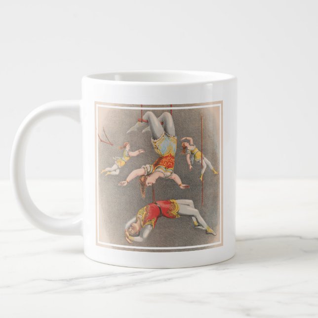 Male And Female Trapeze Performers Giant Coffee Mug (Left)