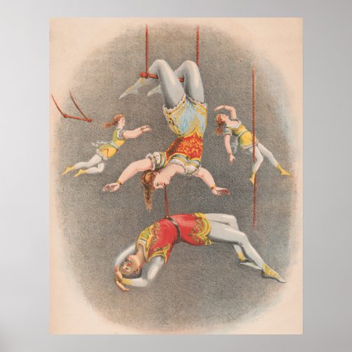 Male And Female Trapeze Performers Poster