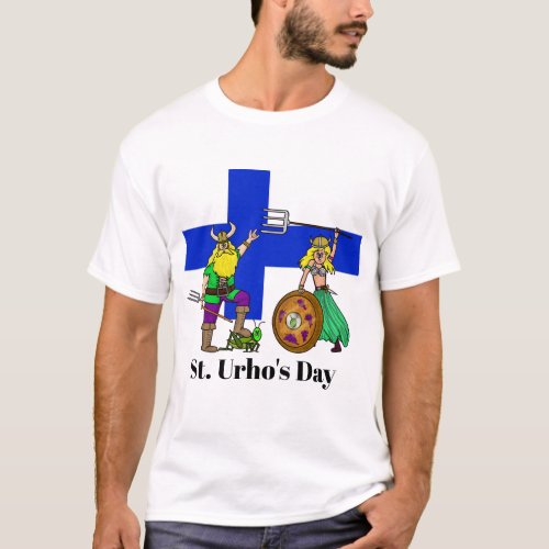 Male and Female Vikings St Urhos Day T_Shirt