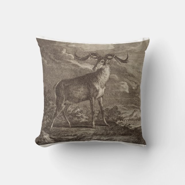 Male and young Red deer Throw Pillow (Front)