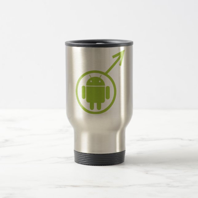 Male Android (Sign / Symbol) Bugdroid Travel Mug (Center)