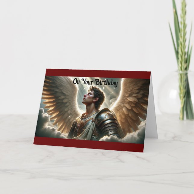 Male Angel Birthday Greeting Card (Front)