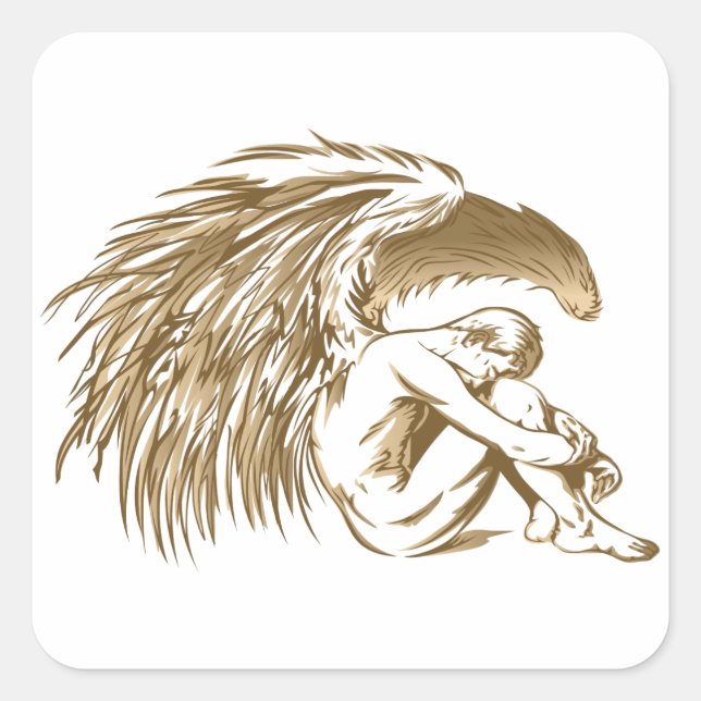 Male Angel Square Sticker (Front)