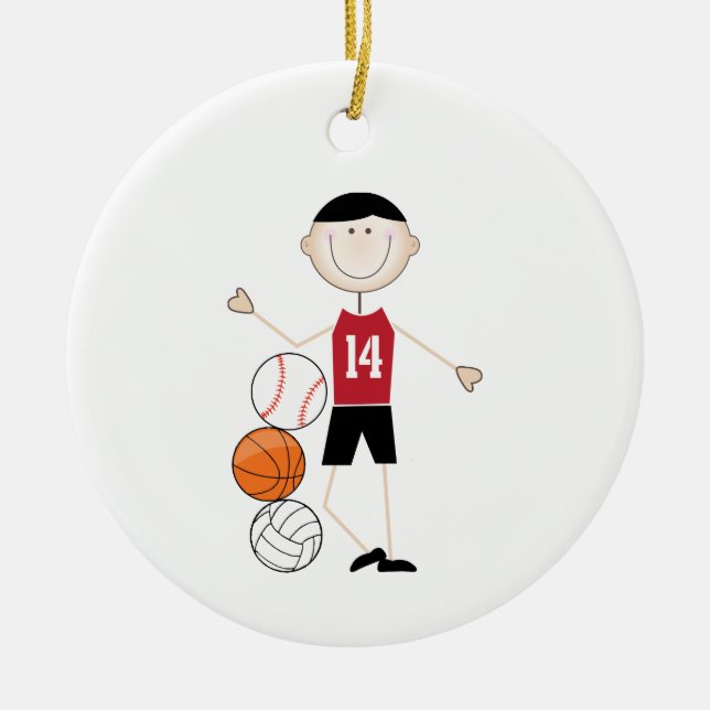 Male Athlete Ceramic Ornament (Front)