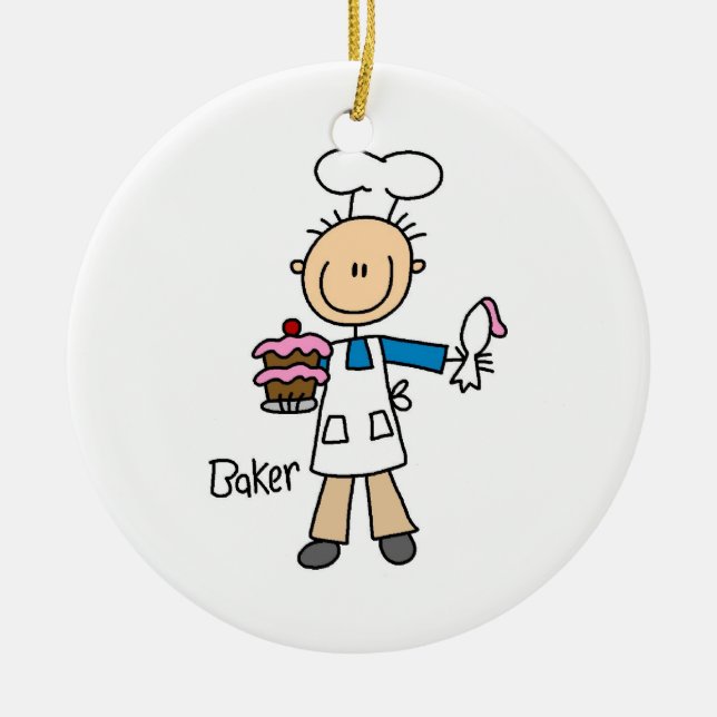 Male Baker Ceramic Ornament (Front)