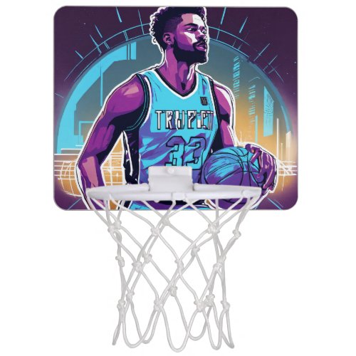 Male basketball player vector graphic t_shirt de mini basketball hoop