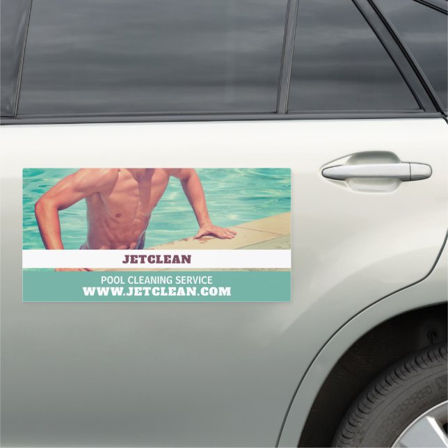 Male Bather Portrait, Swimming Pool Cleaning Car Magnet (In Situ)