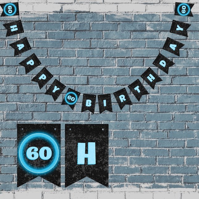 Male Birthday - any Age - Custom DIY Black & Blue Bunting Flags (Creator Uploaded)