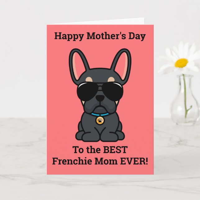 Male Black Tan French Bulldog Mother's Day Card (Small Plant)