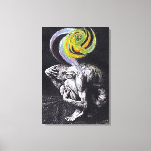 Male body Colorful soul Dark Surreal drawing art Canvas Print