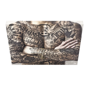 Male Body Tattoo Photograph Canvas Print