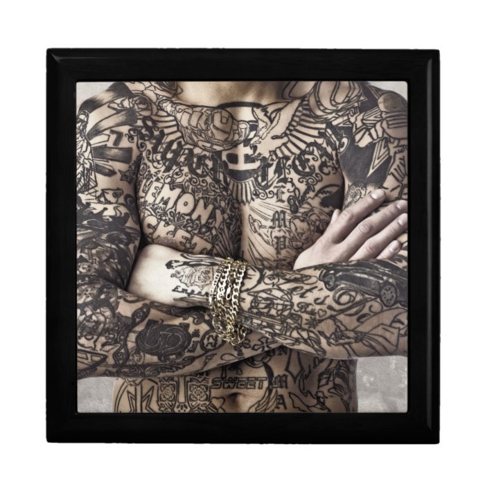 Male Body Tattoo Photograph Jewelry Box