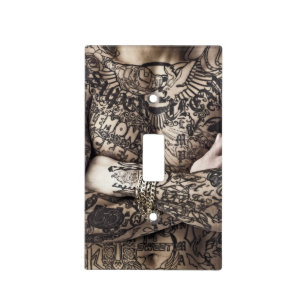 Male Body Tattoo Photograph Light Switch Cover