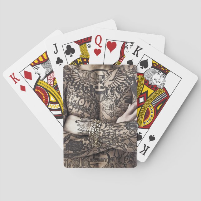 Male Body Tattoo Photograph Poker Cards (Back)