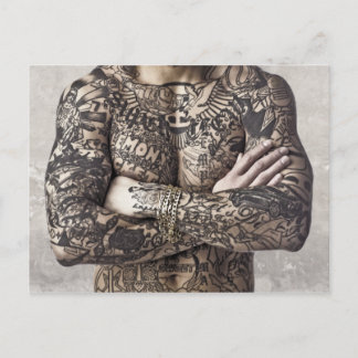 Male Body Tattoo Photograph Postcard