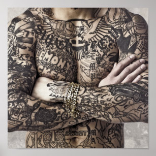 Male Body Tattoo Photograph Poster
