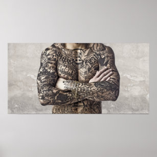 Male Body Tattoo Photograph Poster