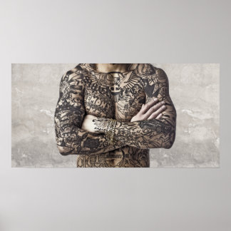 Male Body Tattoo Photograph Poster