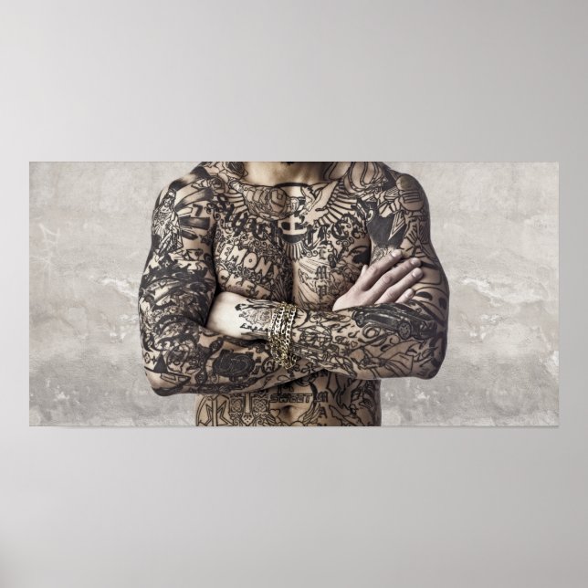 Male Body Tattoo Photograph Poster (Front)