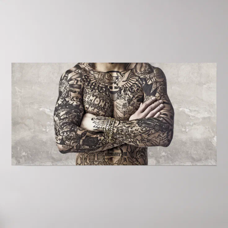 Male Body Tattoo Photograph Poster | Zazzle