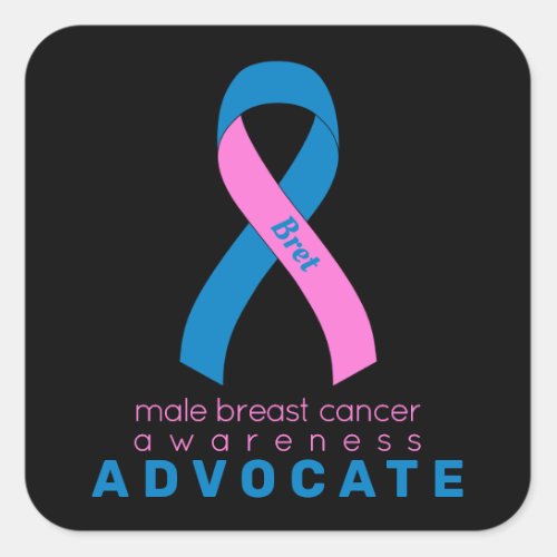 Male Breast Cancer Advocate Black Square Sticker