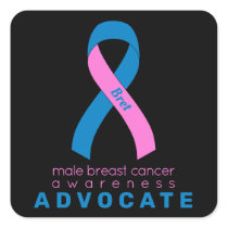 Male Breast Cancer Advocate Black Square Sticker