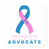 Male Breast Cancer Advocate White Square Sticker