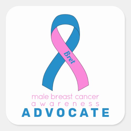 Male Breast Cancer Advocate White Square Sticker