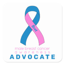 Male Breast Cancer Advocate White Square Sticker