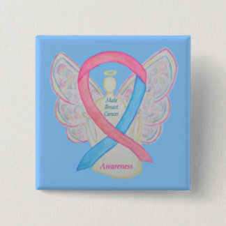 Male Breast Cancer Angel Pink Awareness Ribbon Pin