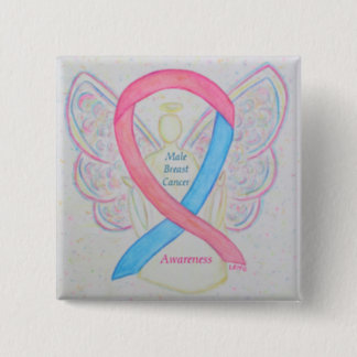 Male Breast Cancer Angel Pink Awareness Ribbon Pin