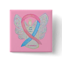 Male Breast Cancer Angel Pink Awareness Ribbon Pin