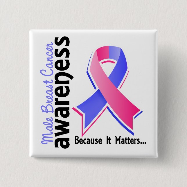 Male Breast Cancer Awareness 5 Button (Front)