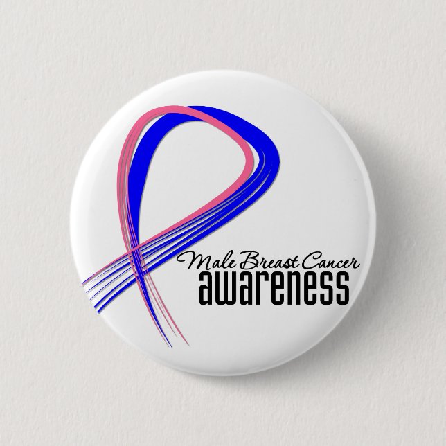 Male Breast Cancer Awareness Grunge Ribbon Button (Front)