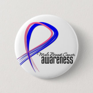 Male Breast Cancer Awareness Grunge Ribbon Button