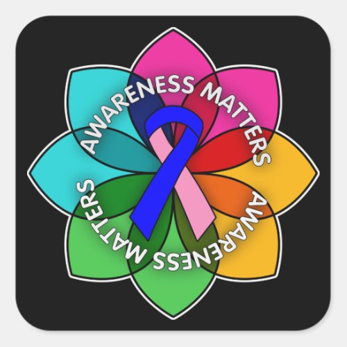 Male Breast Cancer Awareness Matters Petals Square Sticker