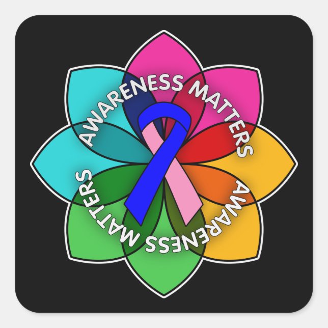 Male Breast Cancer Awareness Matters Petals Square Sticker (Front)