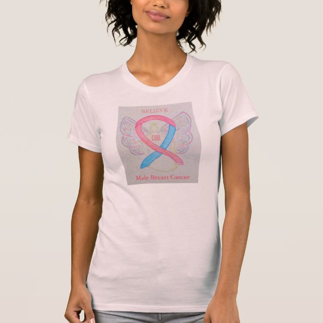 Male Breast Cancer Awareness Ribbon Angel Shirt (Front)