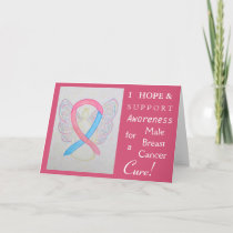 Male Breast Cancer Awareness Ribbon Greeting Card