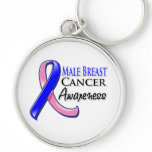 Male Breast Cancer Awareness Ribbon Keychain