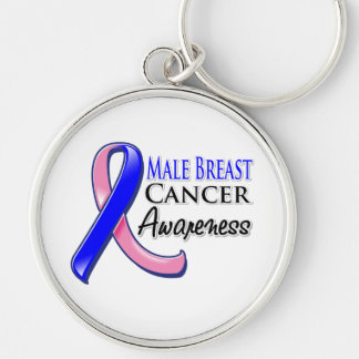 Male Breast Cancer Awareness Ribbon Keychain