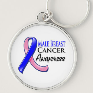 Male Breast Cancer Awareness Ribbon Keychain