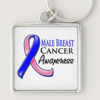 Male Breast Cancer Awareness Ribbon Keychain