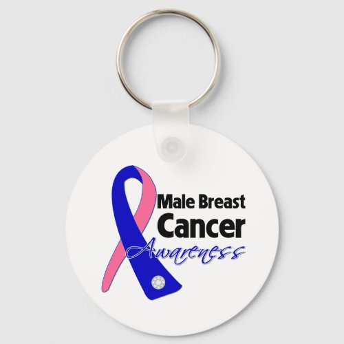 Male Breast Cancer Awareness Ribbon Keychain