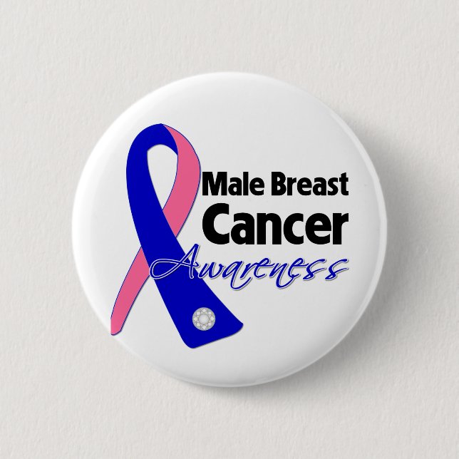 Male Breast Cancer Awareness Ribbon Pinback Button (Front)