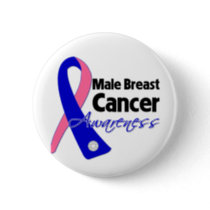 Male Breast Cancer Awareness Ribbon Pinback Button