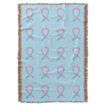 Male Breast Cancer Awareness Ribbon Throw Blankets