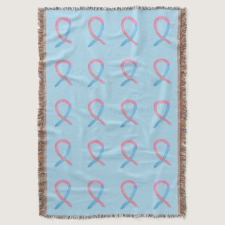 Male Breast Cancer Awareness Ribbon Throw Blankets