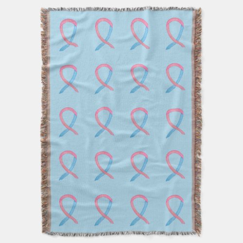 Male Breast Cancer Awareness Ribbon Throw Blankets